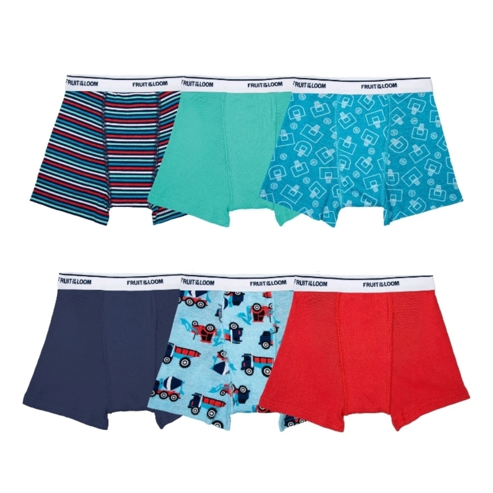 NEW Fruit of the Loom Toddler Boy 6-Pack Cotton Potty Training Boxer Briefs